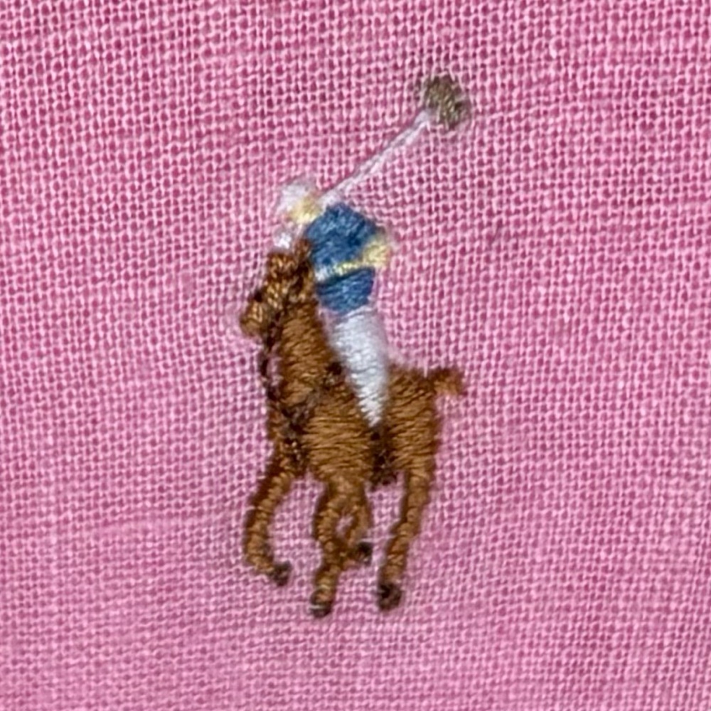 POLO RALPH LAUREN New Rose Embroidered Pony Logo Linen Oxford Dress Shirt - Picture 2 of 8